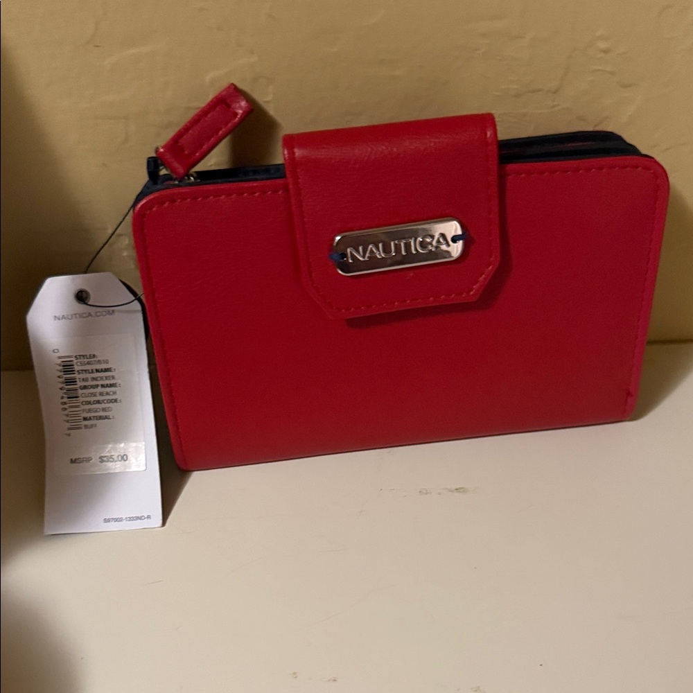 Nautica Vibrant Red Card Holder